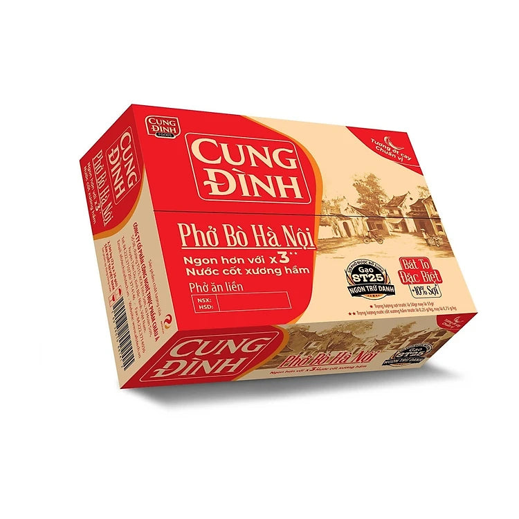 Box Of 30 Packs Cung Dinh Beef Noodle Pho Bo Ha Noi (Thung 30 Goi)