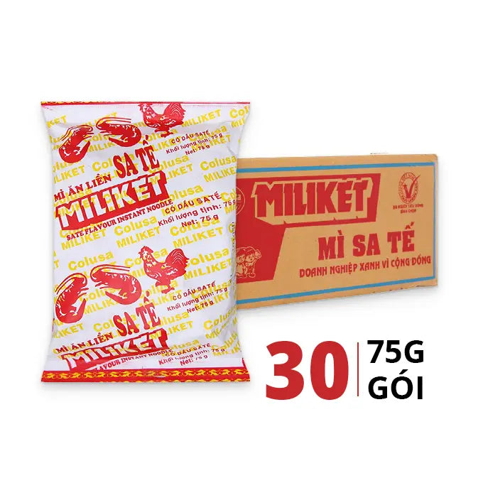 Box of 30 Packets Miliket Mi An Lien (Sate) 75g Thung 30 Goi