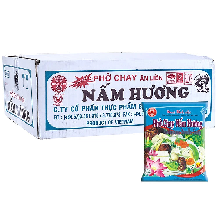 Box of Vegan Instant Pho Noodles 60gX30 (Pho Chay Nam Huong Bich Chi Thung 30 Goi)