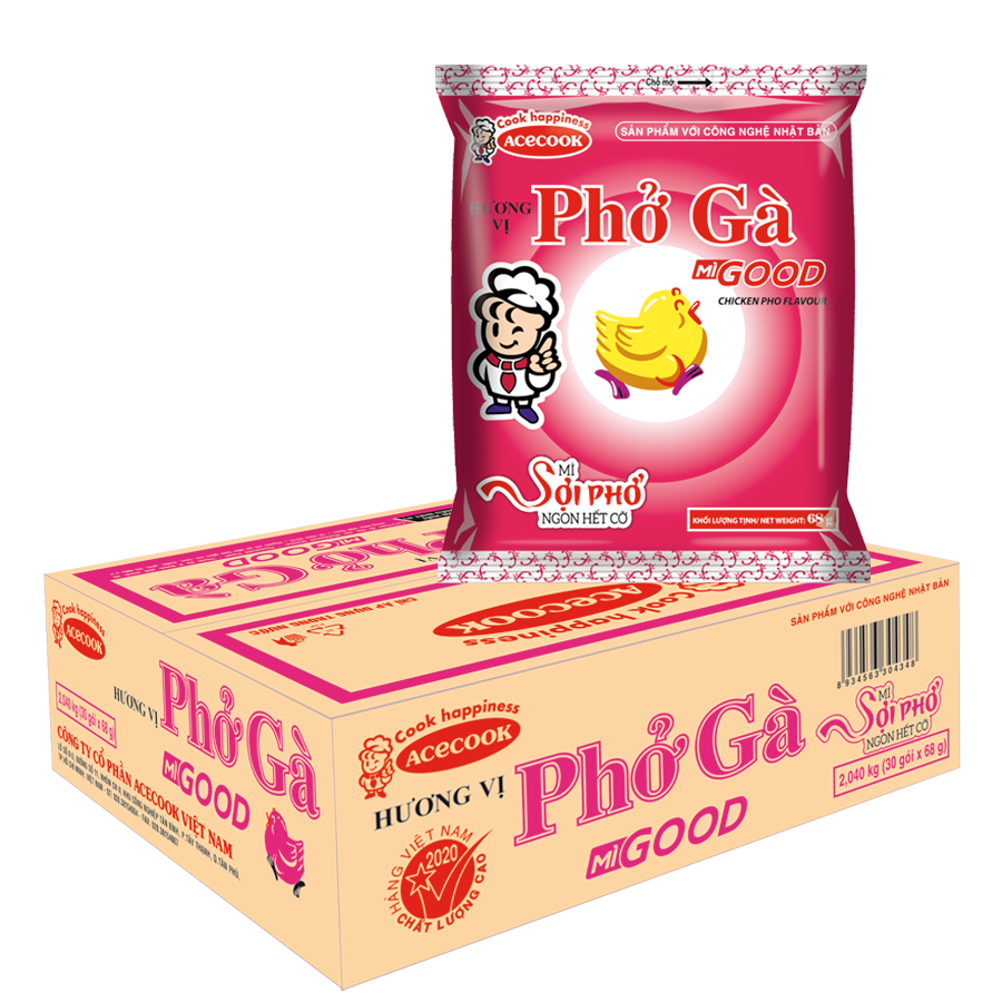 Box Of 30 Packs Chicken Instant Pho Good Acecook 68g (My Pho Ga Thung 30 Goi)