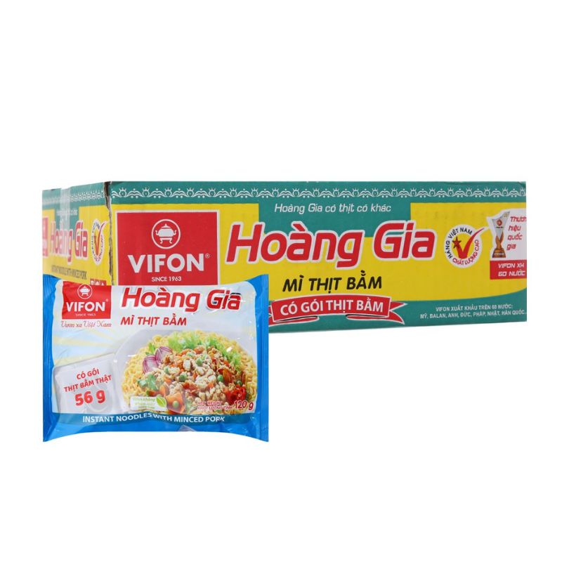 Box Of 18 Packs Hoang Gia Mi Thit Bam 130g (Thung 30 Goi)