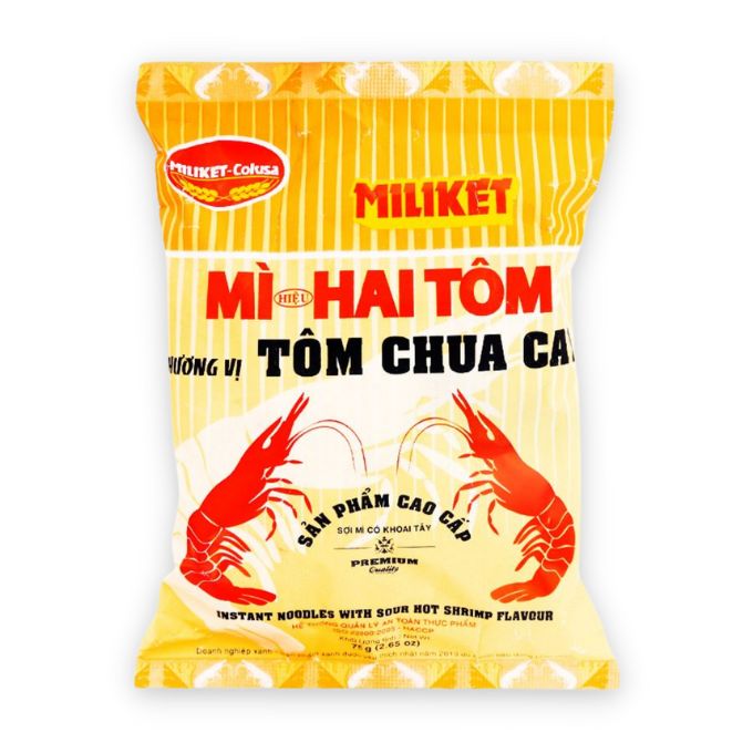 Miliket Mi Hai Tom Chua Cay 75g (Mi Goi)