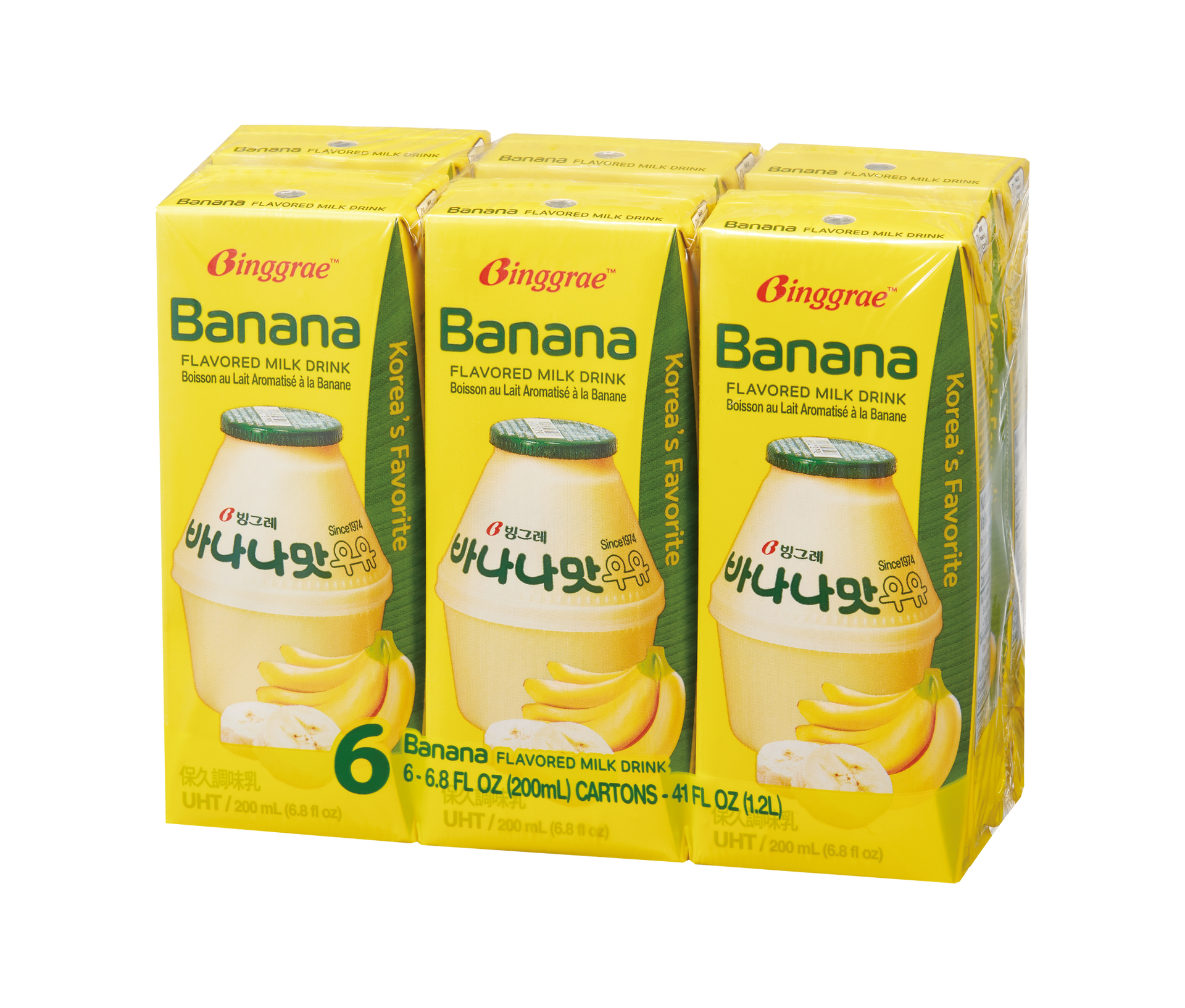 Binggrae Banana Milk Drink 6pcs of 200ml (Sua Chuoi)