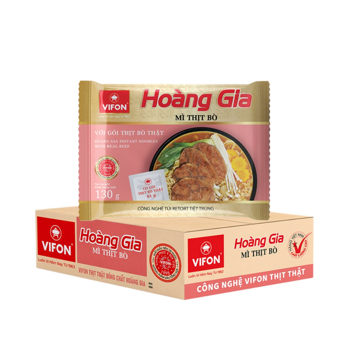 Box Of 18 Packs Hoang Gia Instant Beef Noodle 120g (Mi Thit Bo)