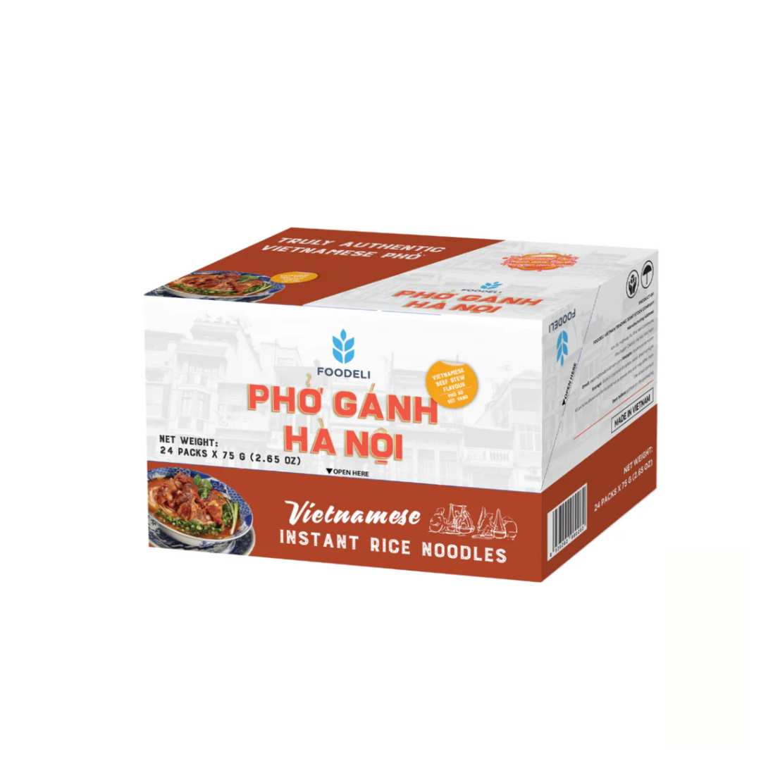 Box Of 24 Packs Pho Ganh Hanoi Stew Beef (Bo Sot Vang Thung 24 Goi)