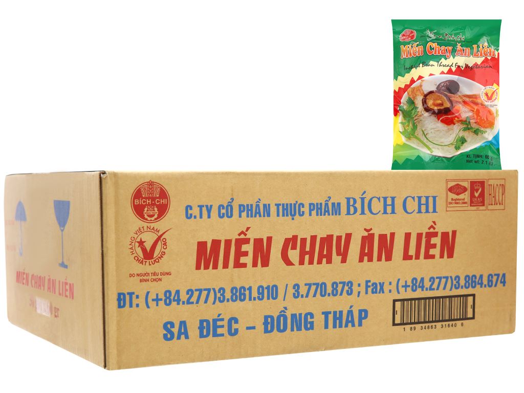 Box of Vegan Instant Bean Thread 60gX30 (Mien Chay An Lien Bich Chi Thung 30 Goi)