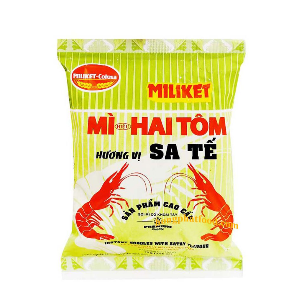 Box Of 30 Packs Miliket Mi Hai Tom Sate 75gx30 Thung 30 Goi