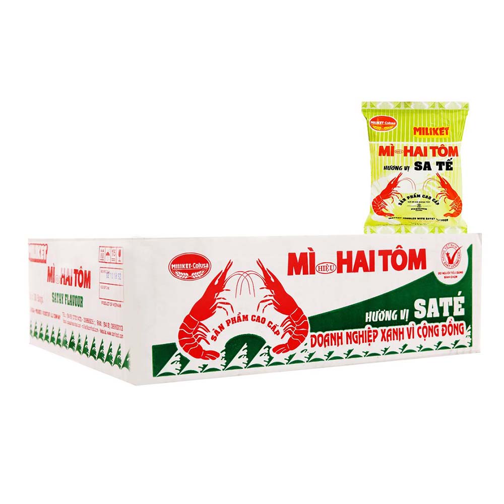 Box Of 30 Packs Miliket Mi Hai Tom Sate 75gx30 Thung 30 Goi