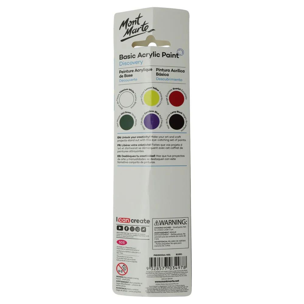 Mont Marte Basic Paints 6pc x 3.6ml