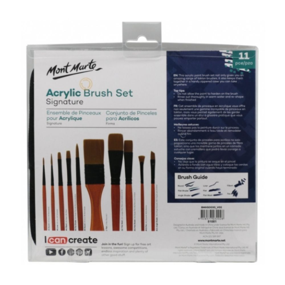 Mont Marte Acrylic Brushes Signature 11pcs