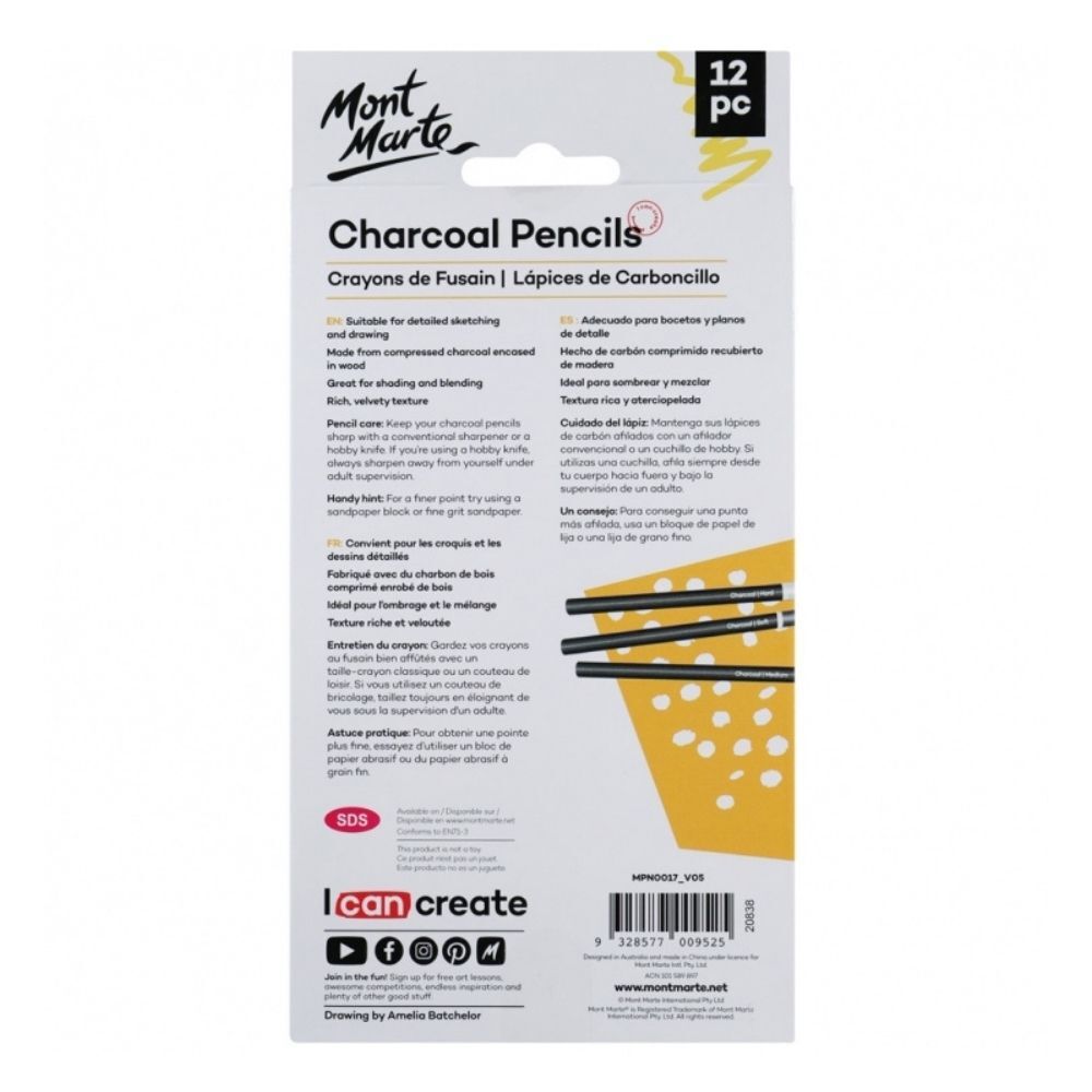 Mont Marte Charcoal Pencils Signature 12pc