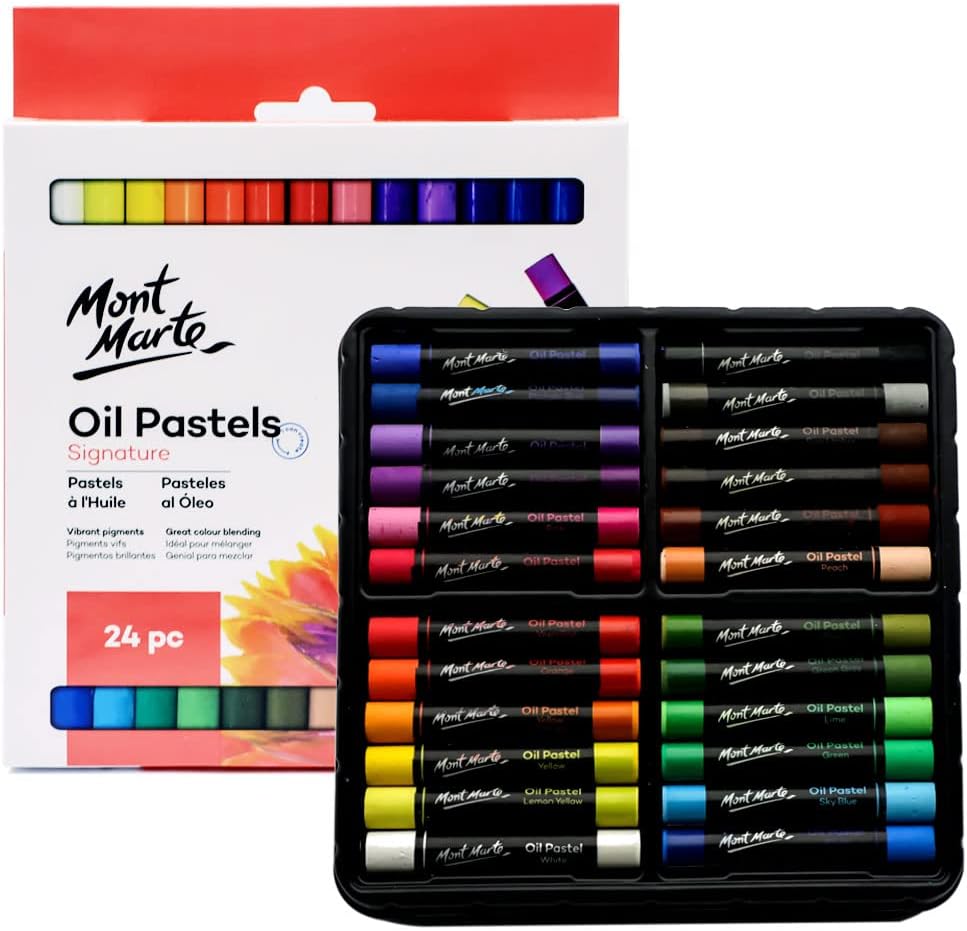 Mont Marte Oil Pastels 24pc - High Quality Pigments