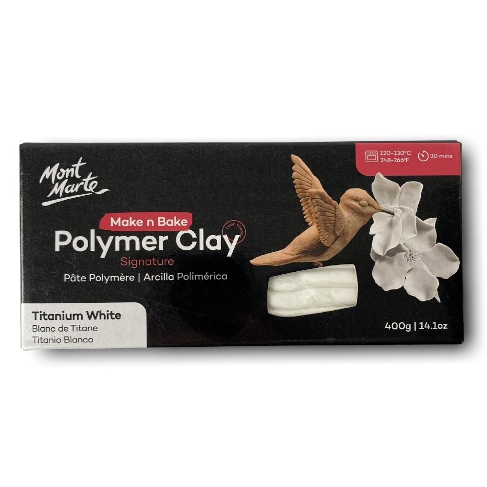 Mont Marte Make N Bake Polymer Clay 400g Block - Titanium White