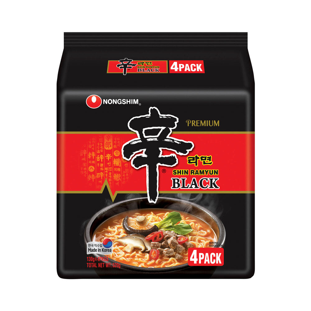 Nongshim Shin Ramyun Black 4 packs of 130g KOREA