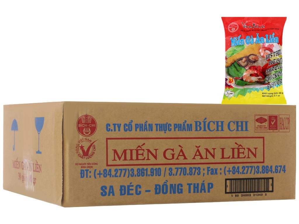 Box of Chicken Instant Vermicelli 60gX30 (Mien Ga Bich Chi Thung 30 Goi)